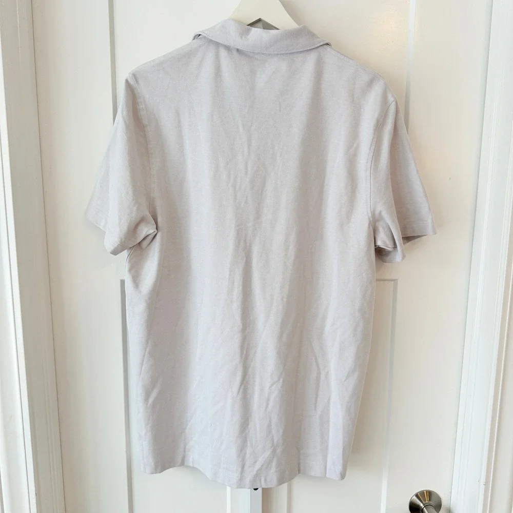 Tailor Vintage Mens Large Gray Pique Polo Shirt Palm Tree Collar Trim NWT - Picture 3 of 4